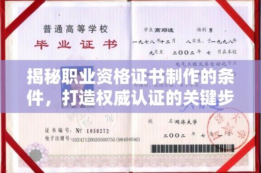 桐城揭秘职业资格证书制作的条件，打造权威认证的关键步骤